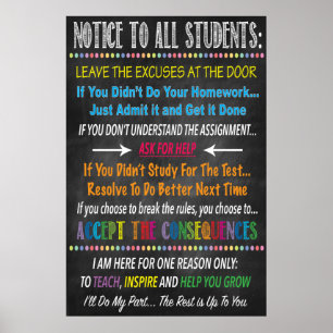 Notice To All Students Classroom Teacher Poster