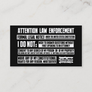 Notice To Law Enforcment Cards