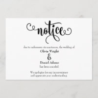Notice Typography Cancelled Wedding Announcement