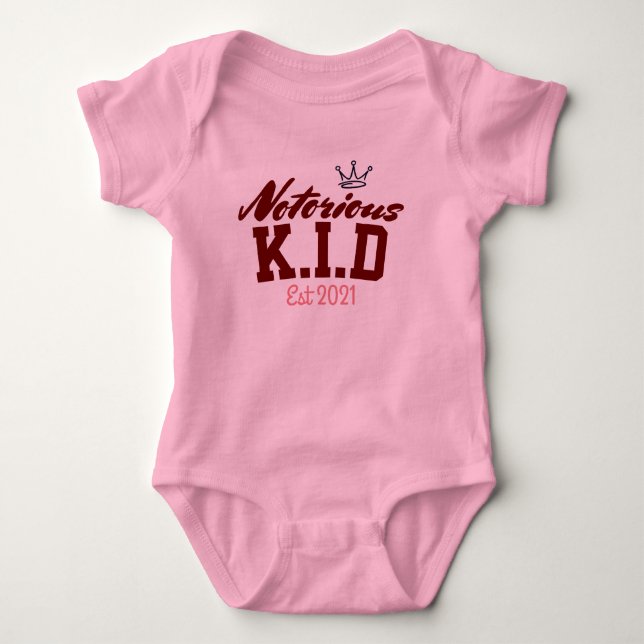 Notorious k.i.d  pink  baby bodysuit (Front)