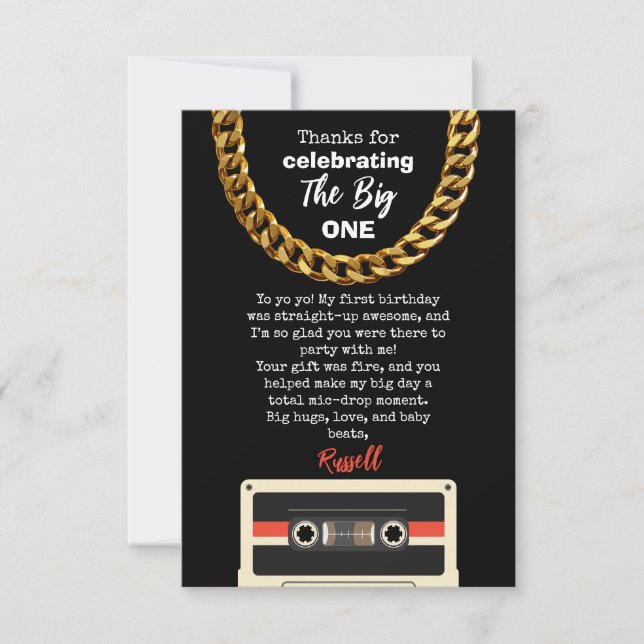 Notorious One 1st Birthday Thank You card (Front)