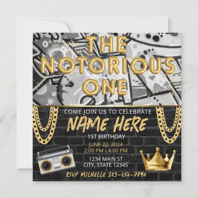 Notorious ONE Birthday Invitation (Front)