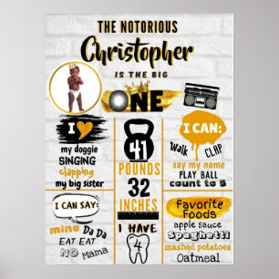 Notorious One Hip Hop Milestone 1st Birthday Photo Poster