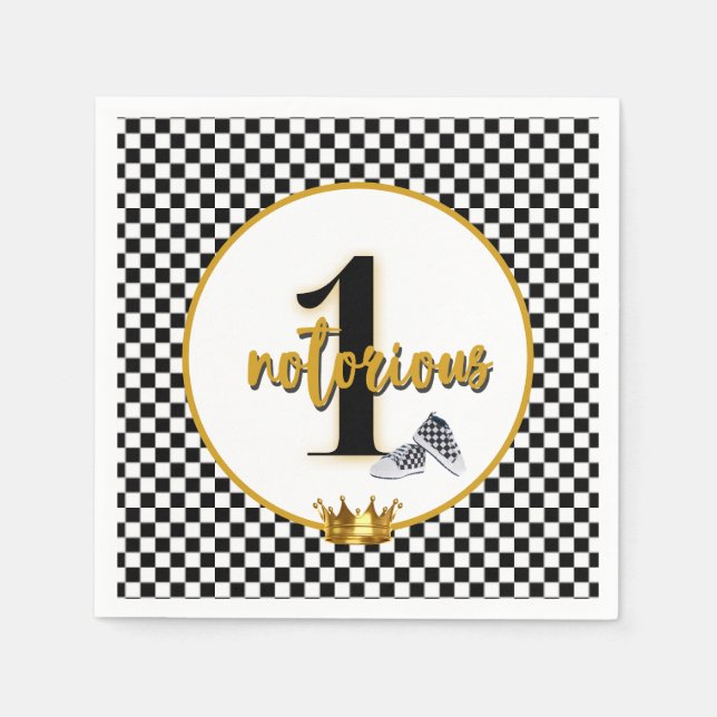 Notorious ONE Retro 90's Hip Hop 1st Birthday  Napkin (Front)