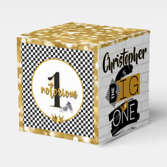 Notorious One| Retro Hip Hop 1st Birthday Photo Favour Box (Front Side)