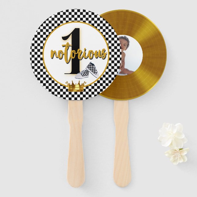Notorious One| Retro Hip Hop 1st Birthday Photo Hand Fan (Front and Back)