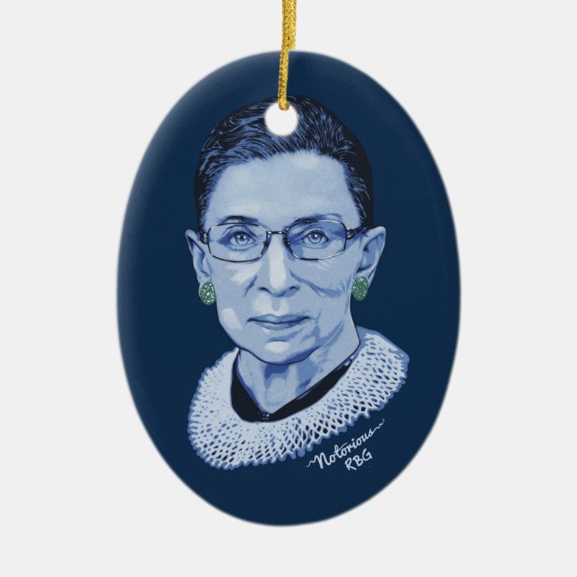 Notorious RBG II Ceramic Tree Decoration (Front)