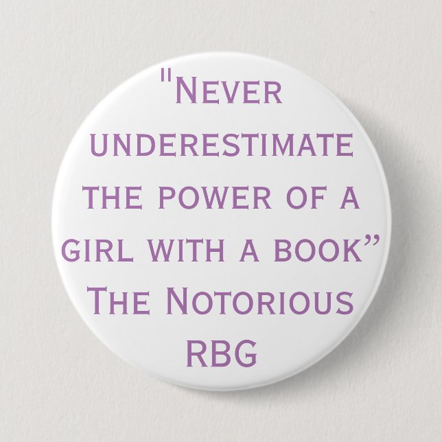 Notorious RBG Never Underestimate Quote 7.5 Cm Round Badge (Front)