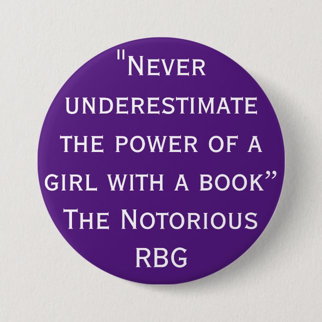 Notorious RBG Never Underestimate Quote 7.5 Cm Round Badge (Front)