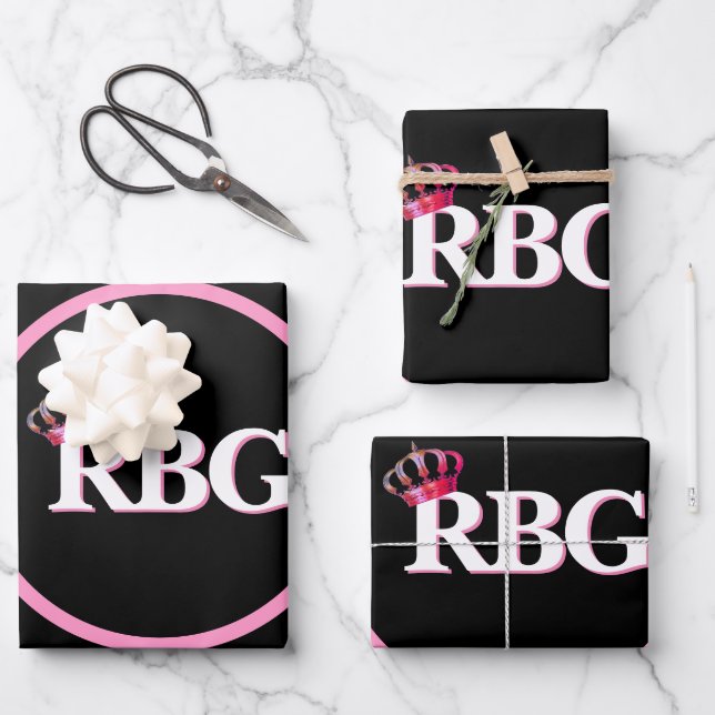 Notorious RBG Pink Black Wrapping Paper Sheet (Front)