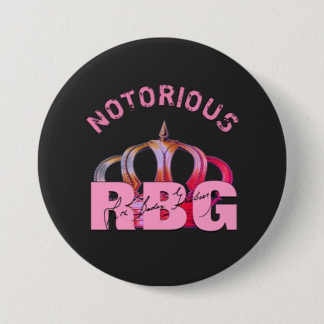 Notorious RBG Signature Monogram 7.5 Cm Round Badge (Front)
