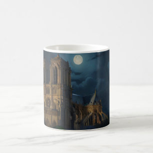 Notre Dame and Full Moon Art Coffee Mug