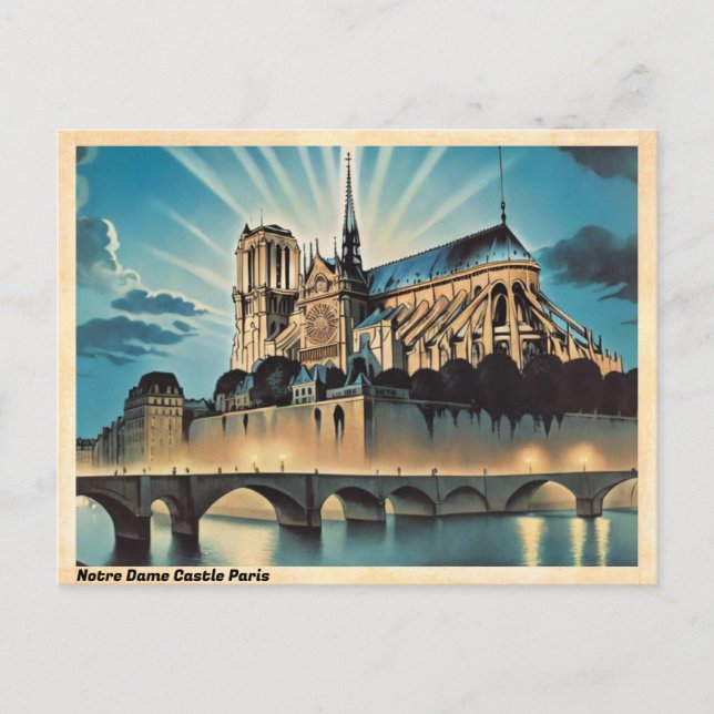 Notre Dame Castle Paris Vintage Travel Postcard (Front)