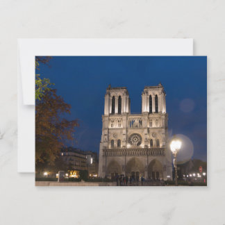 Notre Dame Cathedral at Night, Paris Postcard