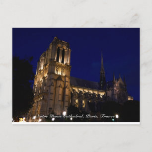 Notre Dame Cathedral by night, Paris, France Postcard