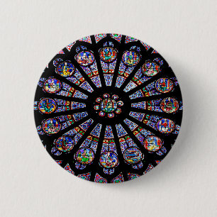Notre-Dame Cathedral Colourful Stained Glass 6 Cm Round Badge