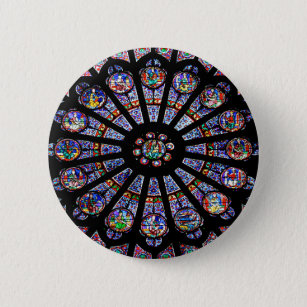 Notre-Dame Cathedral Colourful Stained Glass 6 Cm Round Badge