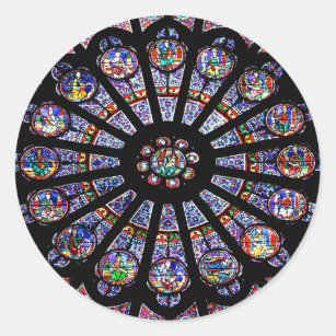 Notre-Dame Cathedral Colourful Stained Glass Classic Round Sticker
