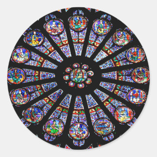 Notre-Dame Cathedral Colourful Stained Glass Classic Round Sticker