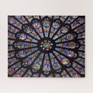 Notre-Dame Cathedral Colourful Stained Glass Jigsaw Puzzle