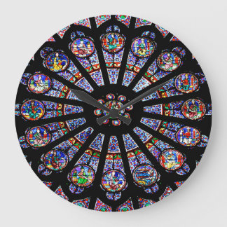 Notre-Dame Cathedral Colourful Stained Glass Large Clock