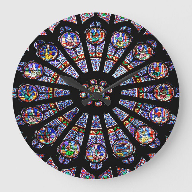 Notre-Dame Cathedral Colourful Stained Glass Large Clock (Front)