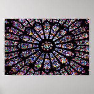 Notre-Dame Cathedral Colourful Stained Glass Poster