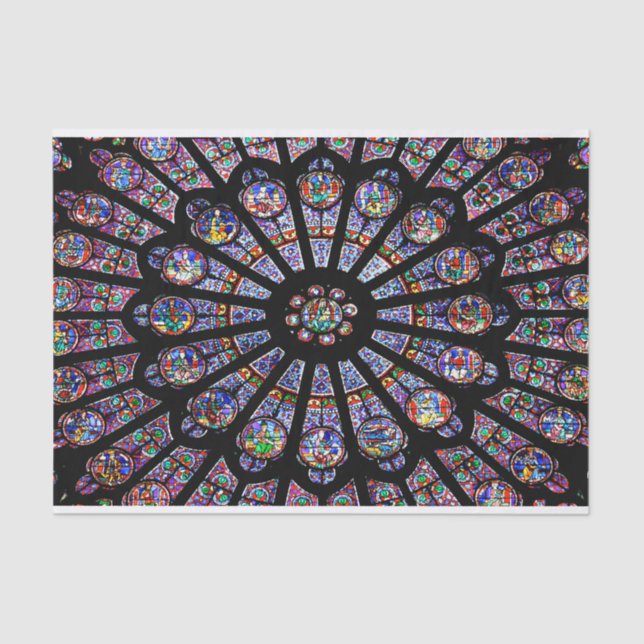 Notre-Dame Cathedral Colourful Stained Glass Tissue Paper (Front)