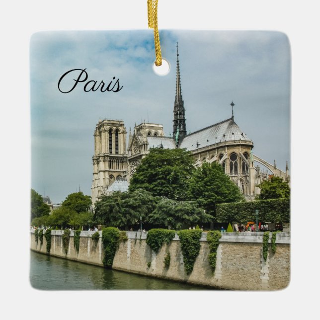 Notre Dame Cathedral in Paris Ceramic Ornament (Front)