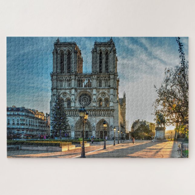Notre Dame Cathedral Paris Christmas 20" x 30" Jigsaw Puzzle (Horizontal)
