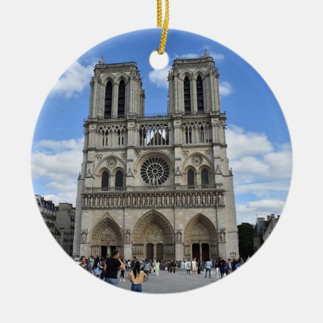 Notre Dame Cathedral, Paris, France Ceramic Tree Decoration (Front)