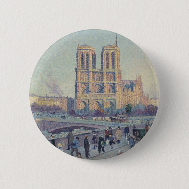 Notre Dame Cathedral Paris France Classic Painting 6 Cm Round Badge (Front)