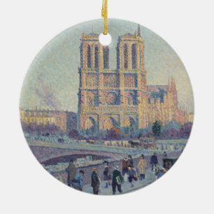 Notre Dame Cathedral Paris France Classic Painting Ceramic Tree Decoration