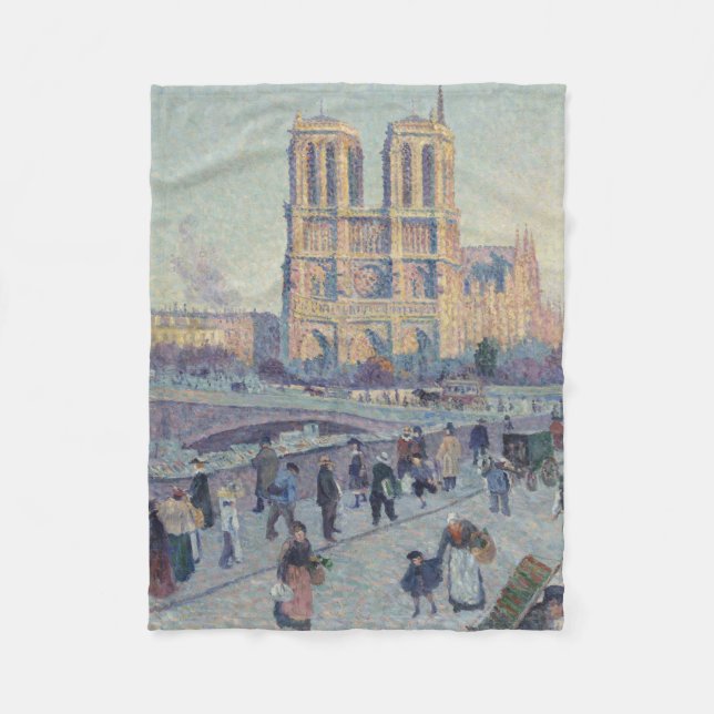 Notre Dame Cathedral Paris France Classic Painting Fleece Blanket (Front)