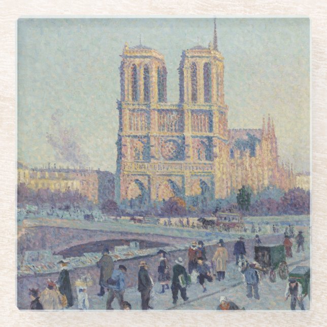 Notre Dame Cathedral Paris France Classic Painting Glass Coaster (Front)
