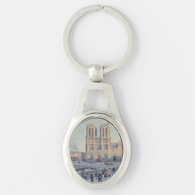 Notre Dame Cathedral Paris France Classic Painting Key Ring (Front)