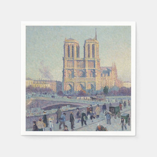 Notre Dame Cathedral Paris France Classic Painting Napkin (Front)