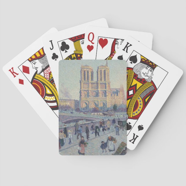 Notre Dame Cathedral Paris France Classic Painting Playing Cards (Back)