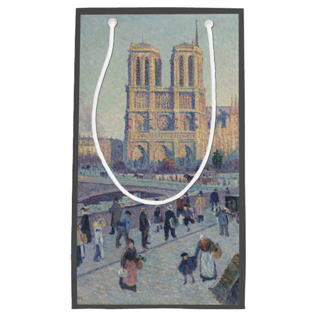 Notre Dame Cathedral Paris France Classic Painting Small Gift Bag (Front)