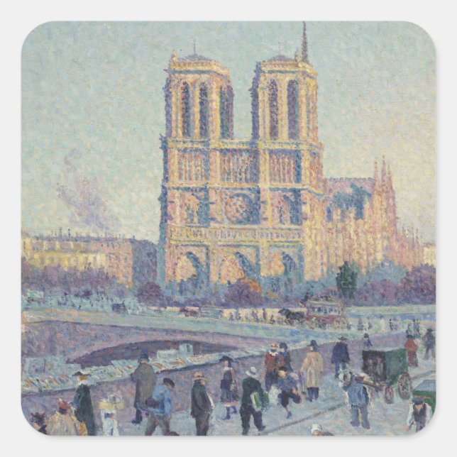 Notre Dame Cathedral Paris France Classic Painting Square Sticker (Front)