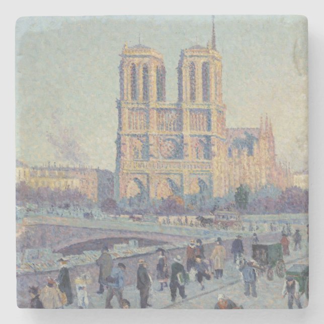 Notre Dame Cathedral Paris France Classic Painting Stone Coaster (Front)