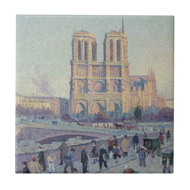 Notre Dame Cathedral Paris France Classic Painting Tile (Front)