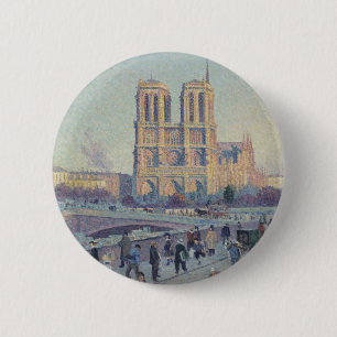 Notre Dame Cathedral Paris France Painting 6 Cm Round Badge