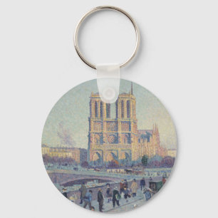 Notre Dame Cathedral Paris France Painting Key Ring
