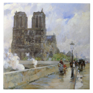 Notre Dame Cathedral (Paris, France) (Vintage Art) Tile