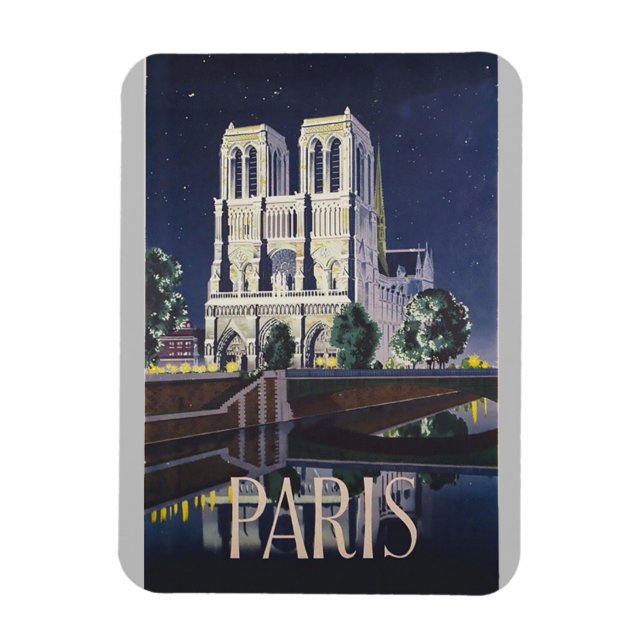 Notre Dame Cathedral Paris France Vintage Magnet (Vertical)