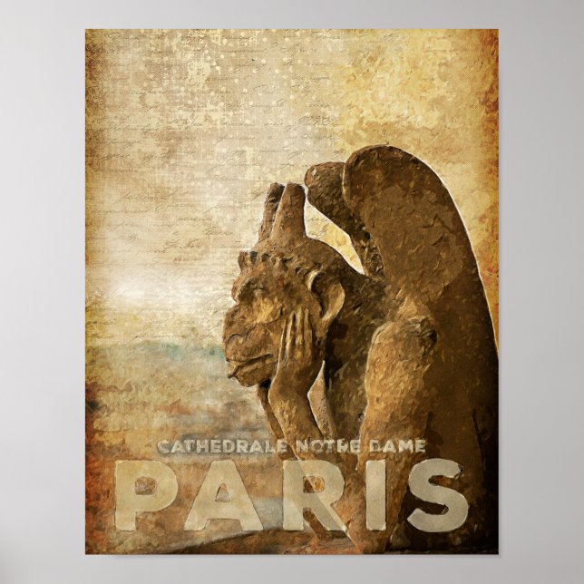 Notre Dame Cathedral Paris, le Stryga Chimera Poster (Front)