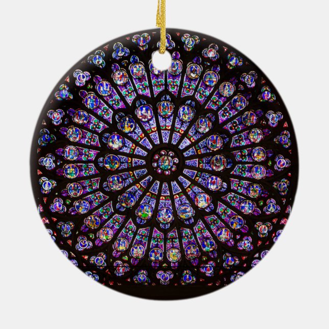 Notre Dame Cathedral Paris Rose Window Ceramic Tree Decoration (Back)