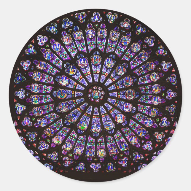 Notre Dame Cathedral Paris Rose Window Classic Round Sticker (Front)