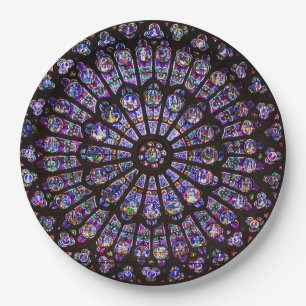 Notre Dame Cathedral Paris Rose Window Paper Plate